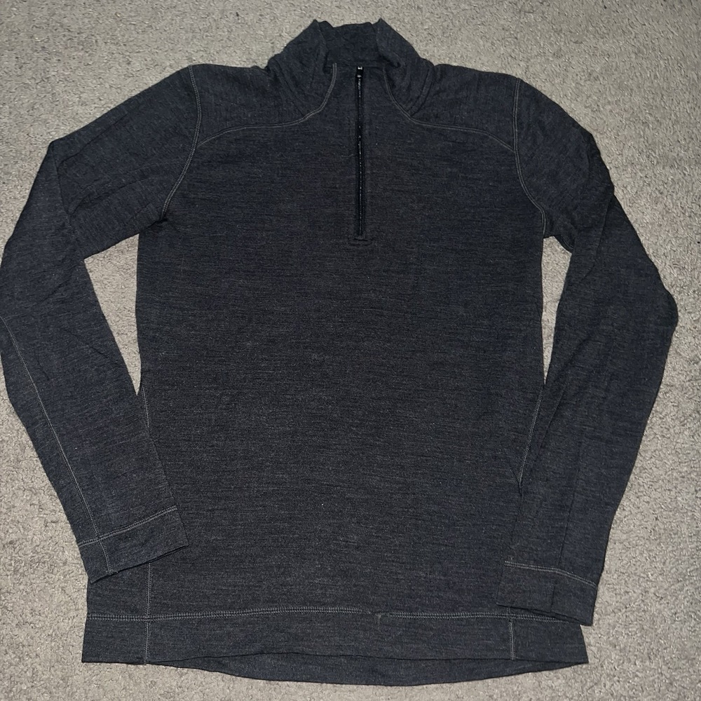 SmartWool Classic Thermal Merino 250 Base Layer 1/4 Zip Top Charcoal Heather M - Picture 2 of 6